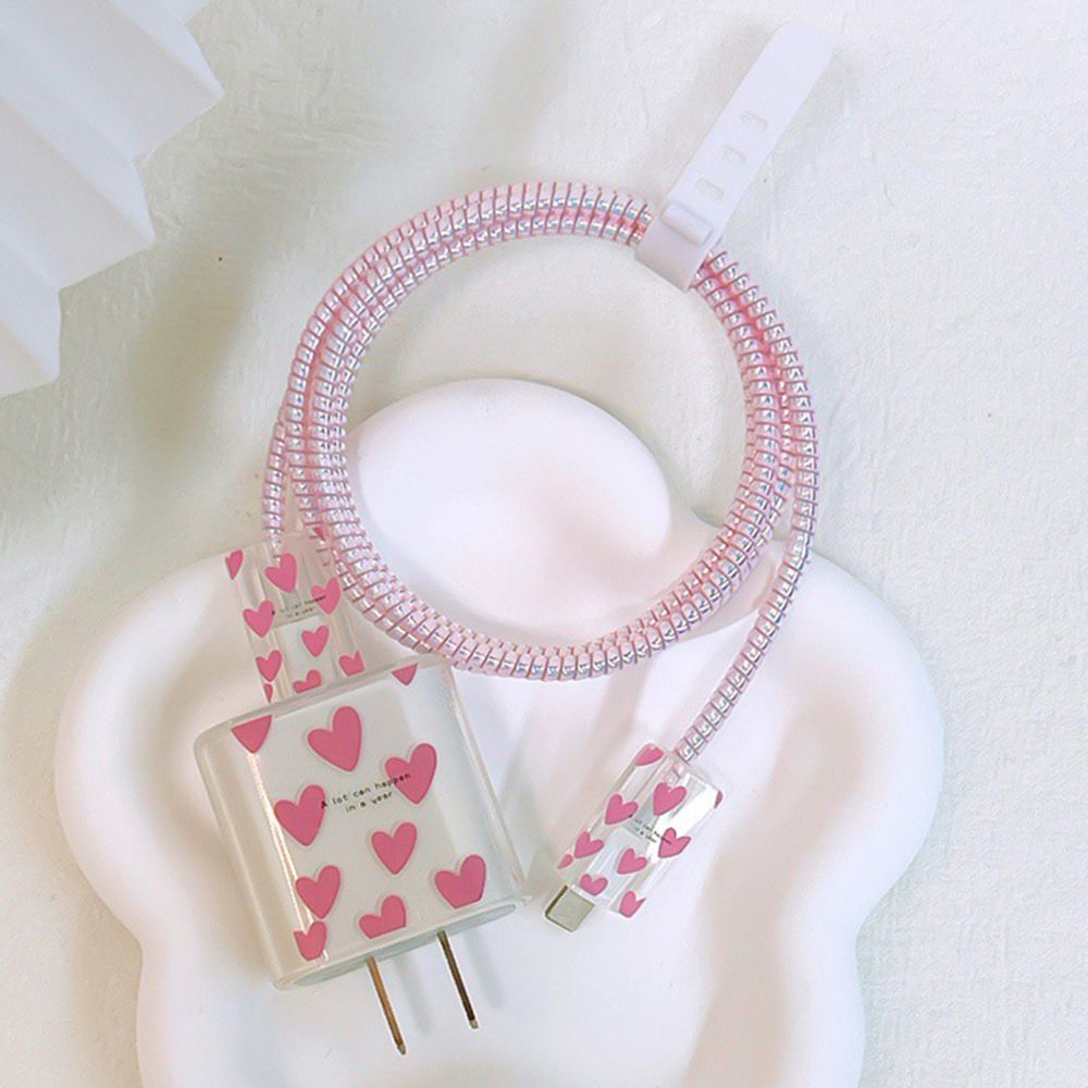 Cute Love Heart Charger Protector Cover for iPhone 15 14 13 12 11 18W 20W Silicone Anti Break Scratch Proof Charger Cover Sleeve