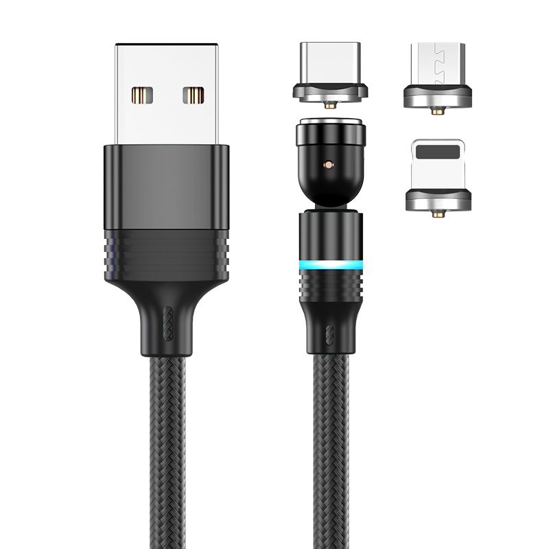 540 Degrees Rotate Magnetic Charging Cable 3m 2m 1m 3in1 Cable For huawei p30 IPone 13 12 pro Redmi Micro Mobile Phone Usb Cord