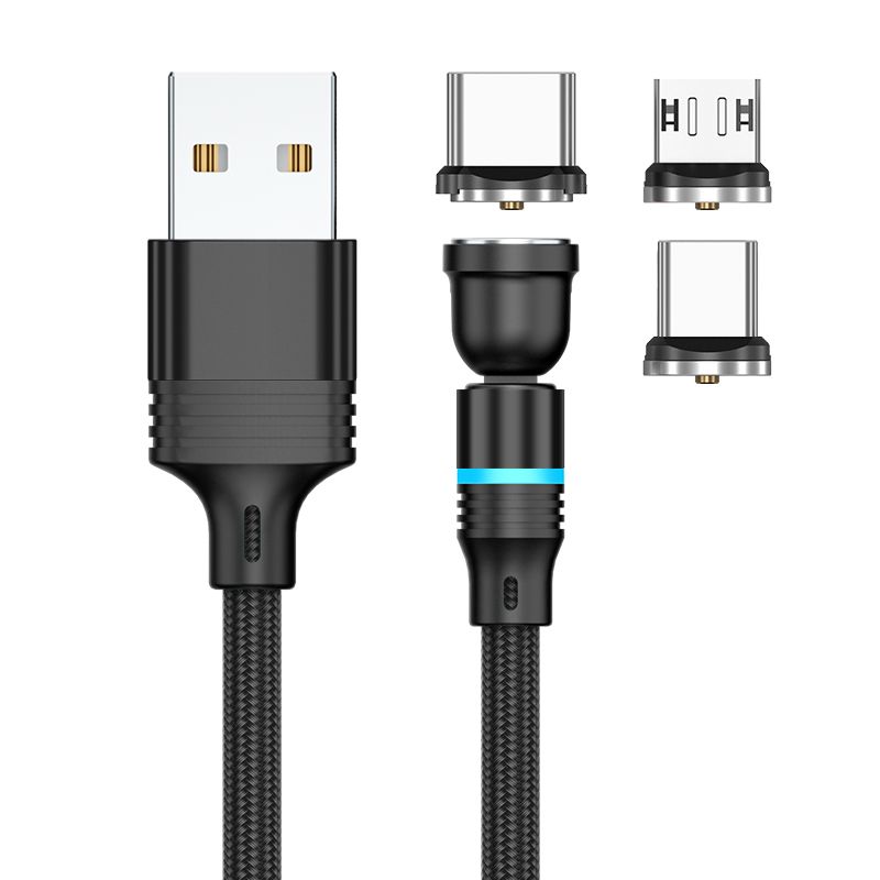 540 Degrees Rotate Magnetic Charging Cable 3m 2m 1m 3in1 Cable For huawei p30 IPone 13 12 pro Redmi Micro Mobile Phone Usb Cord