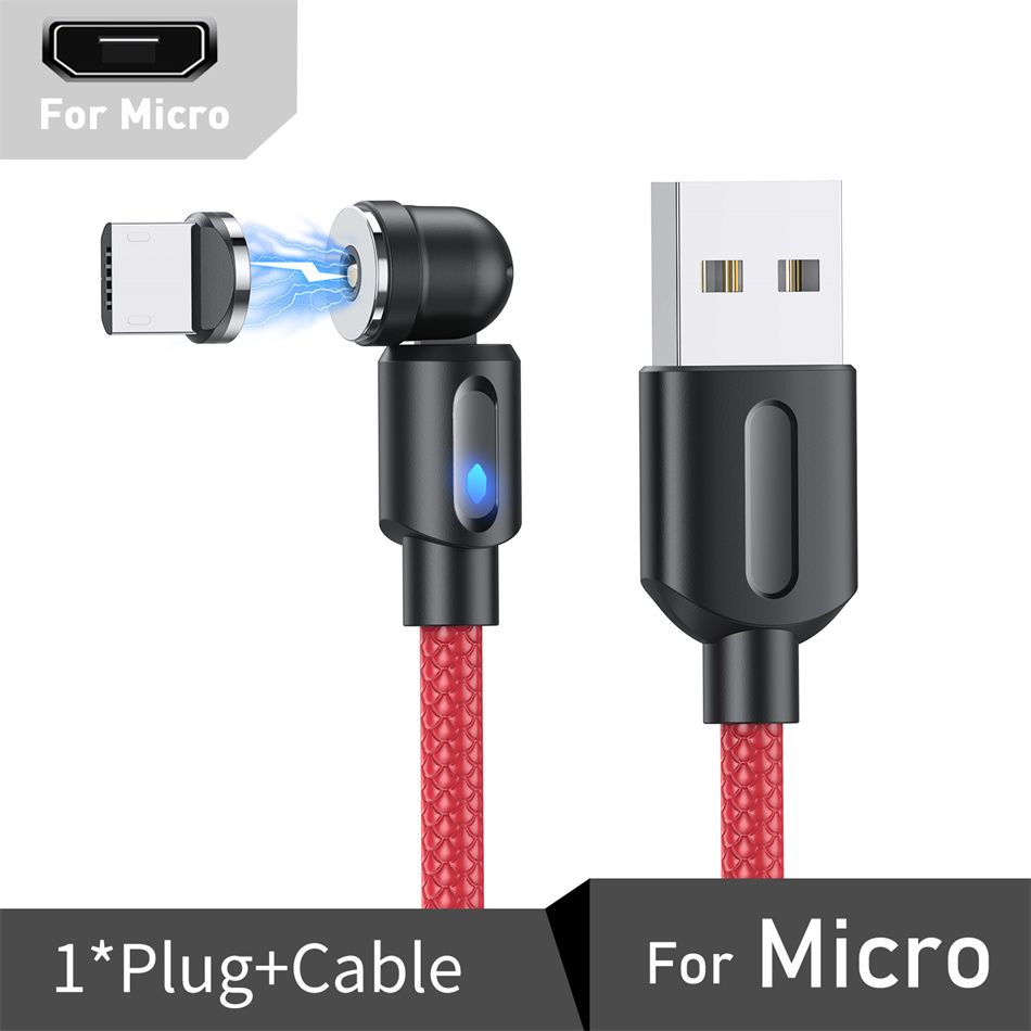 USLION 540 Rotate Magnetic Cable USB C Charging Cable Magnetic Charger Micro USB TypeC Phone Cable for IPhone Xiaomi Huawei